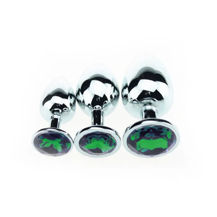 Buttplug Aluminium Met Groen Sierkristal | Kiotos Vibrators