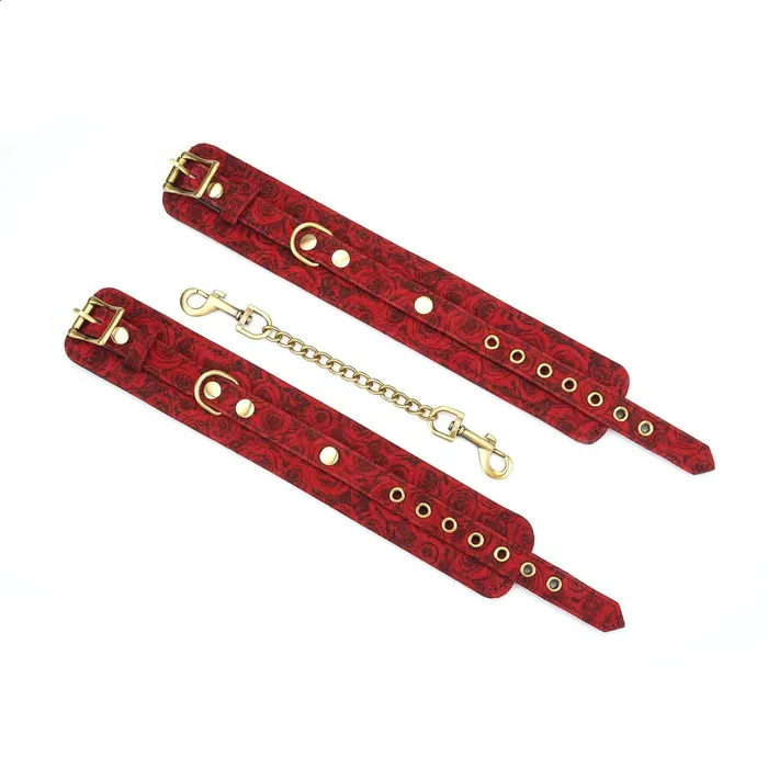 Vibrators | Liebe Seele Liebe Seele - Kinbaku Ukiyoe - Lamslederen Enkelboeien - Rood met Zwarte Rozen Print - Iets Héél Bijzonders! - Import uit Japan