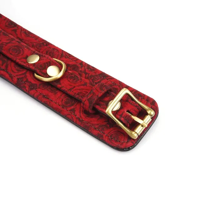 Vibrators | Liebe Seele Liebe Seele - Kinbaku Ukiyoe - Lamslederen Enkelboeien - Rood met Zwarte Rozen Print - Iets Héél Bijzonders! - Import uit Japan