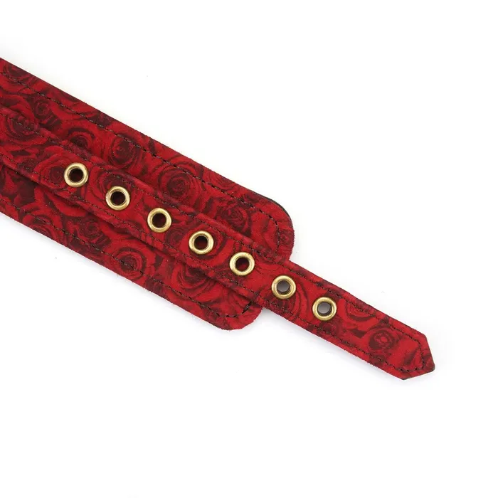 Vibrators | Liebe Seele Liebe Seele - Kinbaku Ukiyoe - Lamslederen Enkelboeien - Rood met Zwarte Rozen Print - Iets Héél Bijzonders! - Import uit Japan