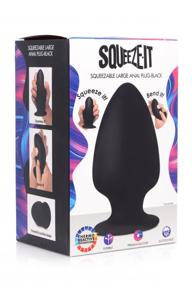 Anal | Squeeze-it Silexpan Anal Plug Black - XR Brands