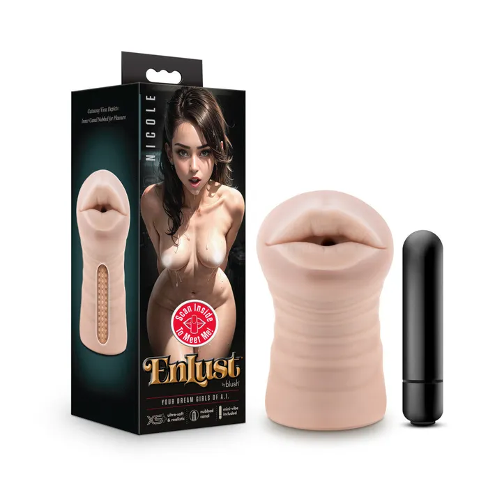 Blush Novelties EnLust Nicole Flesh Vibrating Oral Stroker Male Sex Toys