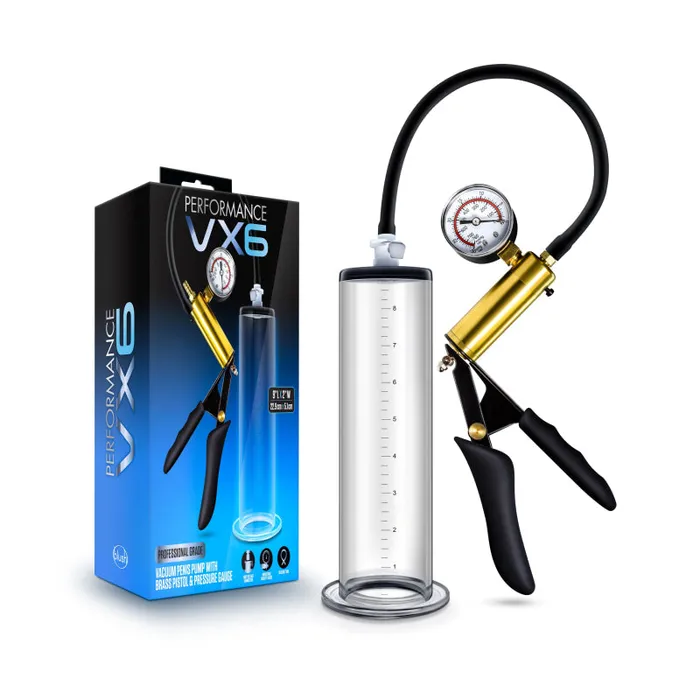 Blush Novelties Male Sex Toys | Performance - Vx6 Vacuum Penis Pump With Brass Pistol & Pressure Gauge - Clear Blush Novelties Male Sex Toys | Performance - Vx6 Vacuum Penis Pump With Brass Pistol & Pressure Gauge - Clear
