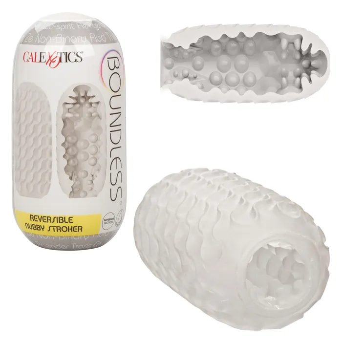 CalExotics Male Sex Toys | Boundless Reversible Nubby Stroker - Clear