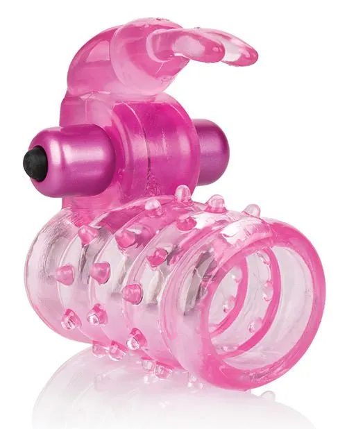 CalExotics Vibrators Basic Essentials Stretchy Vibrating Bunny Enhancer Pink