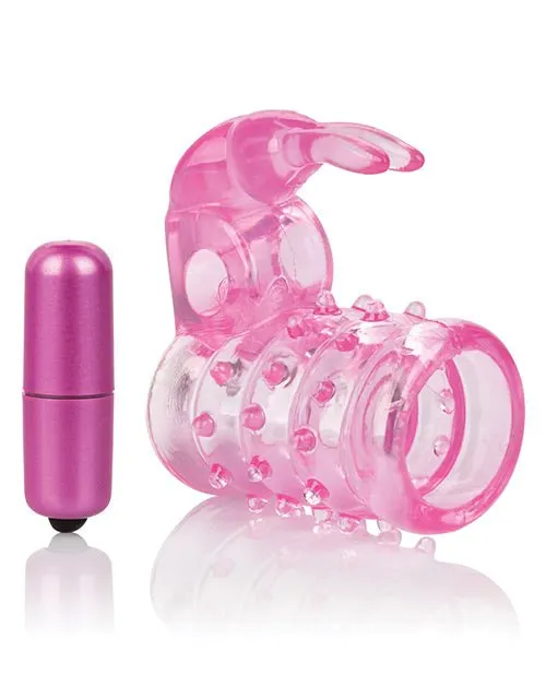 CalExotics Vibrators | Basic Essentials Stretchy Vibrating Bunny Enhancer - Pink