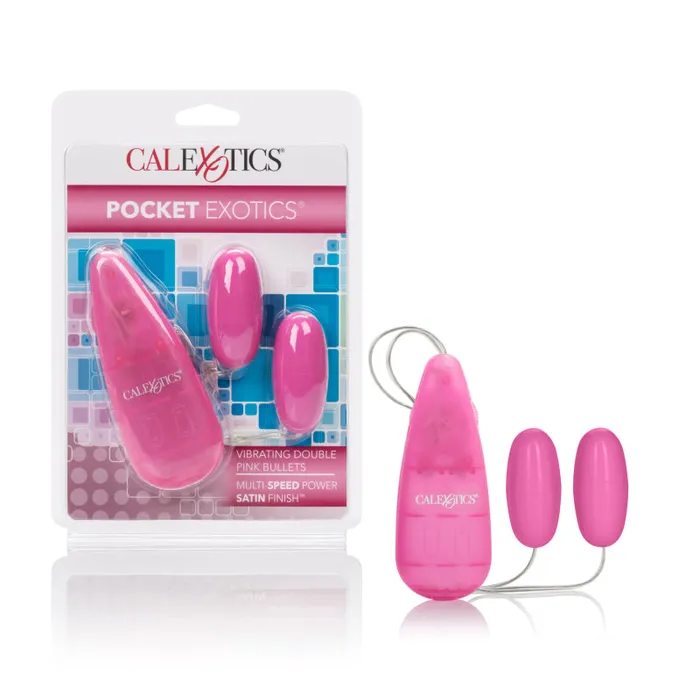 CalExotics Vibrators Pocket Exotics Vibrating Double Pink Passion Bullets Pink