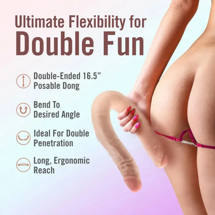 Dildos | Blush Dr. Skin Plus - 16.5  Posable Double Dong - Beige