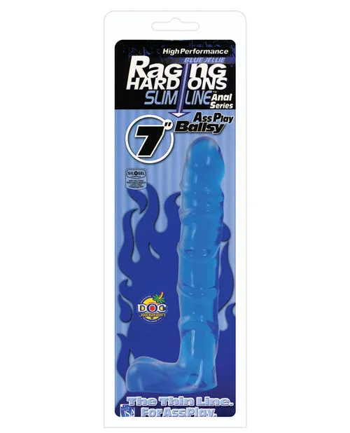 Doc Johnson Vibrators Raging Hard Ons Slimline Ballsy Blue Jelly