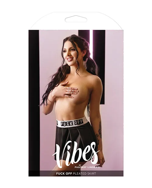 Fantasy Lingerie Vibrators | Vibes Fuck Off Knife Pleated Microfiber Skirt Black