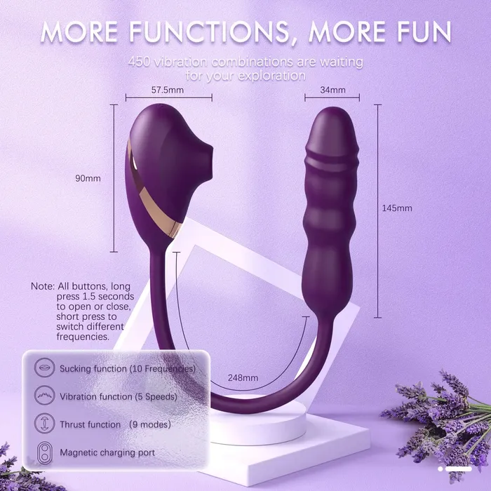 Female Sex Toys | Playfulsextoy Una - Sucking G-Spot Vibrator with Thrusting Dildo Plug