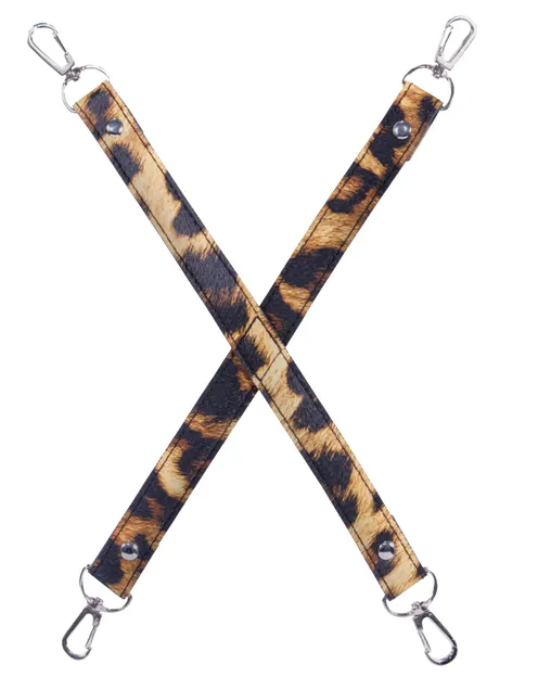 Fetish Crossed Strap With Metal Clasp Hooks - Leopard Frenzy | Excellent Power Female Sex Toys