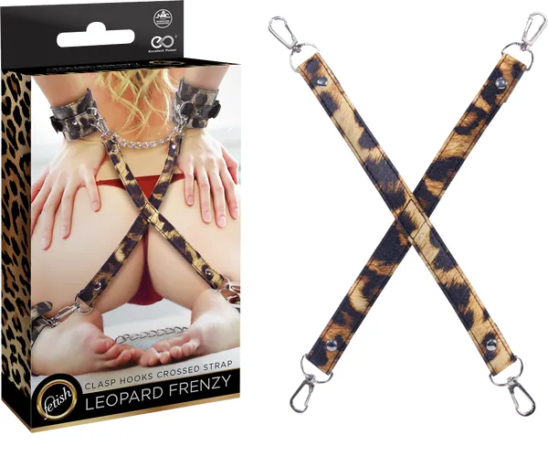 Fetish Crossed Strap With Metal Clasp Hooks - Leopard Frenzy | Excellent Power Female Sex Toys