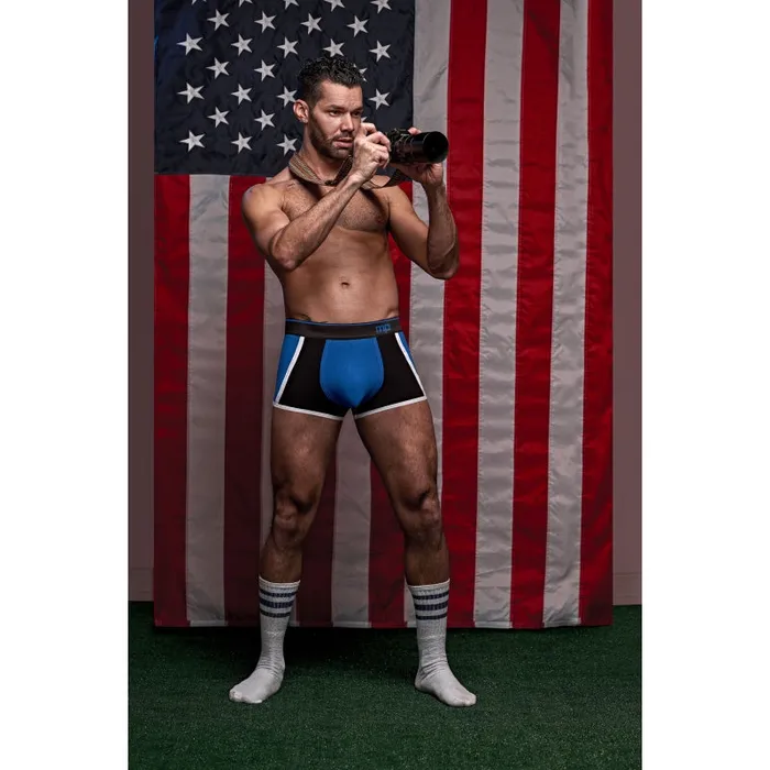 Male Power Anal | Retro Sport Panel Short - Medium - Blue/ Black