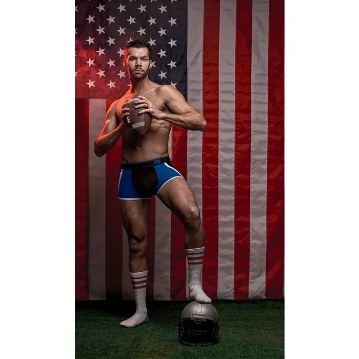 Male Power Anal | Retro Sport Panel Short - Medium - Blue/ Black