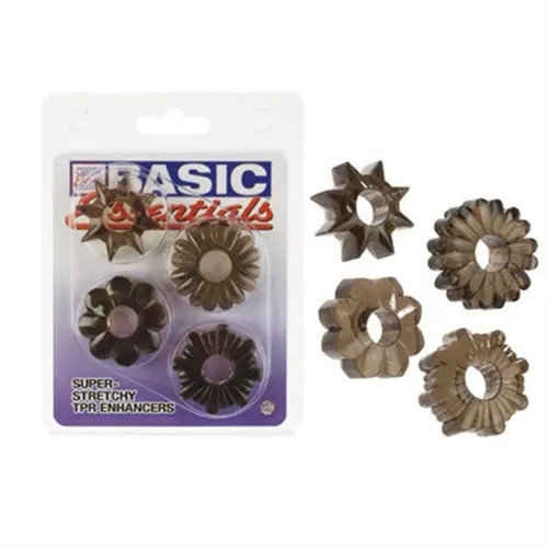 Male Sex Toys CalExotics Basic Essentials 4 Pack Smoke