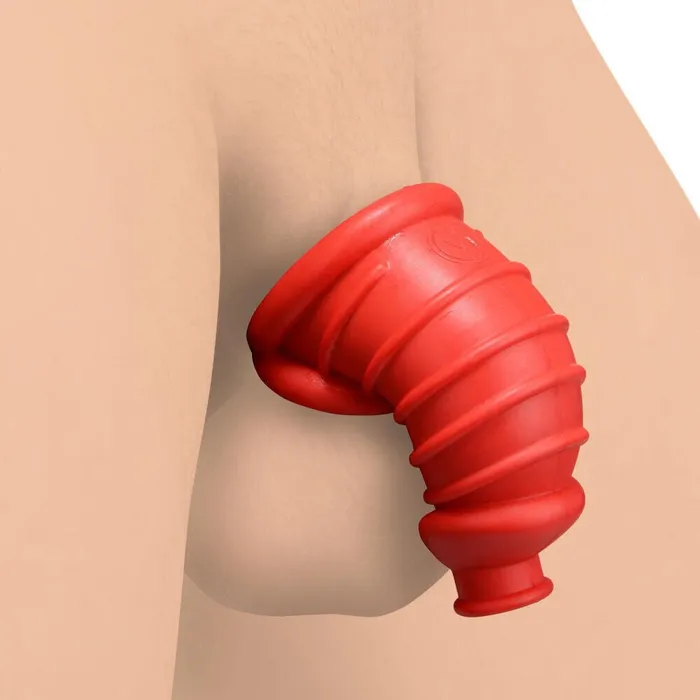 Master Series Male Sex Toys | Red Chamber Silicone Penis Chastity Cage Snug Cock & Ball Men Sex Toy Master Series Male Sex Toys | Red Chamber Silicone Penis Chastity Cage Snug Cock & Ball Men Sex Toy