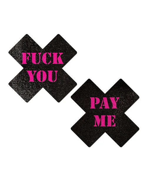 Pastease Fuck You Pay Me Cross - Black/pink O/s | Pastease Vibrators