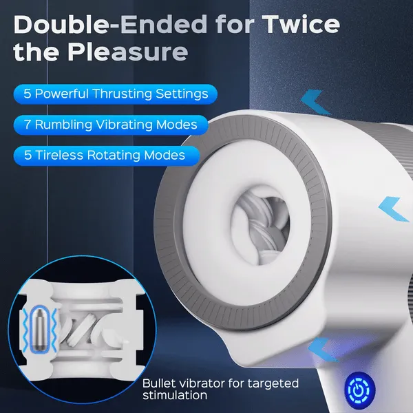 Playfulsextoy Male Sex Toys | Double-Ended Handheld Vibrating Thrusting & Rotating Automatic Male Masturbator