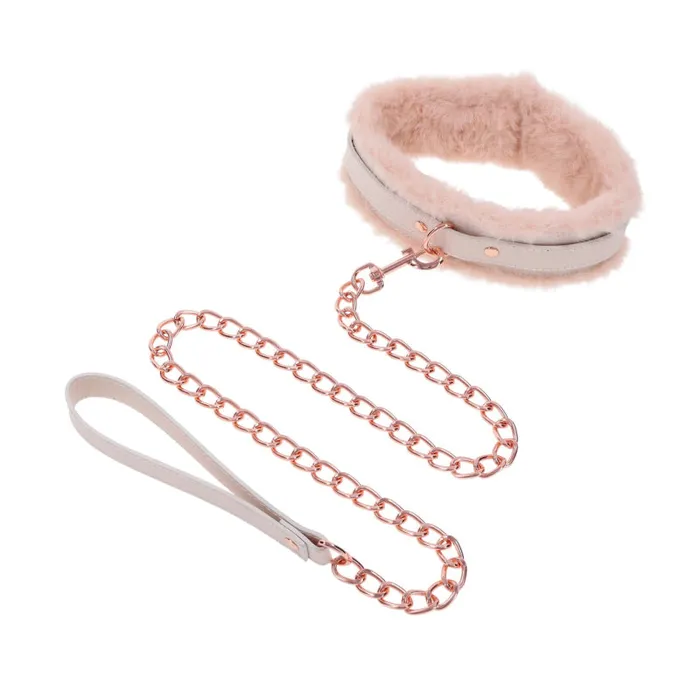 Sportsheets Vibrators Peaches N Creame Fur Collar and Leash Pink
