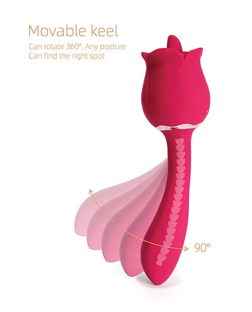 Uc Global Trade INChoney Play B Vibrators | Rhea Clit Licking Tongue Rose Vibrator & G-Spot Massager - Red