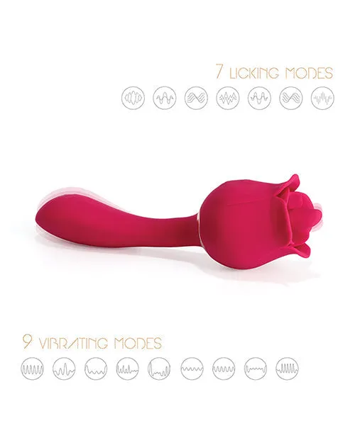 Uc Global Trade INChoney Play B Vibrators | Rhea Clit Licking Tongue Rose Vibrator & G-Spot Massager - Red