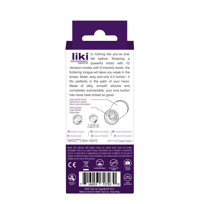 Vedo Vibrators | Liki Rechargeable Flicker Vibe - Deep Purple