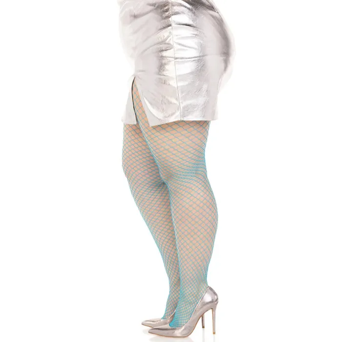 Vibrators | Leg Avenue Spandex Industrial Net Tight - 1x/2x - Neon Blue