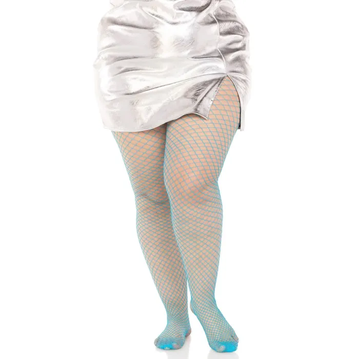 Vibrators | Leg Avenue Spandex Industrial Net Tight - 1x/2x - Neon Blue