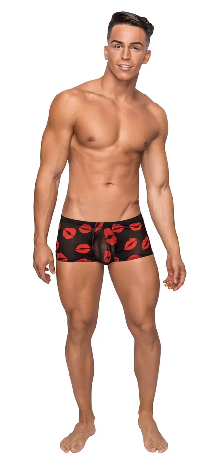 Vibrators Male Power Kiss Me Mini Short XLarge Sheer Lips Black