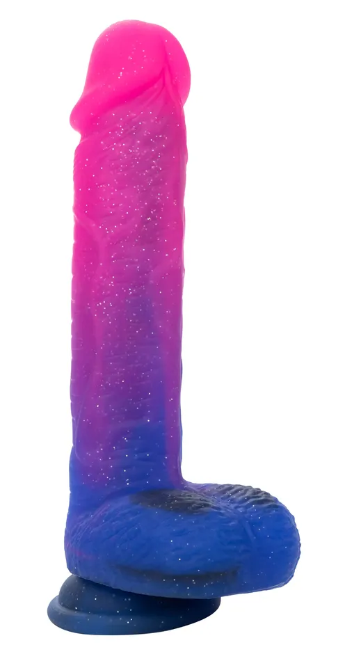 Vibrators | Naughty Bits Ombre Hombre XL Vibrating Dildo -  -  Pink/purple - CalExotics