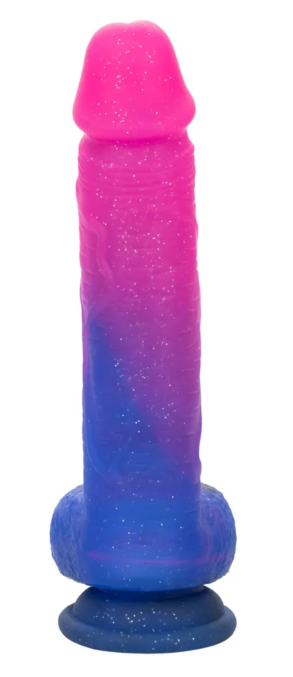 Vibrators | Naughty Bits Ombre Hombre XL Vibrating Dildo -  -  Pink/purple - CalExotics