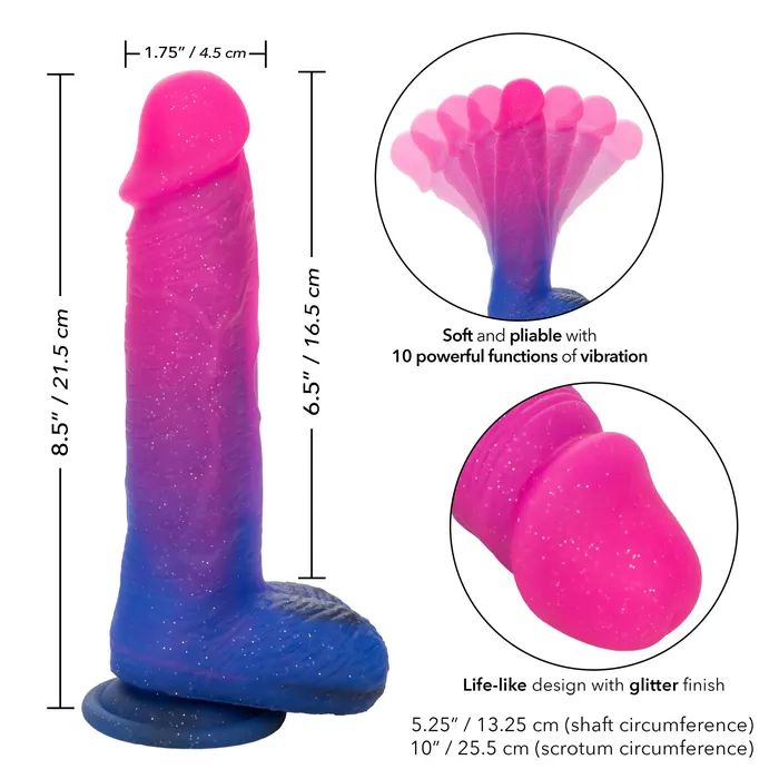 Vibrators | Naughty Bits Ombre Hombre XL Vibrating Dildo -  -  Pink/purple - CalExotics
