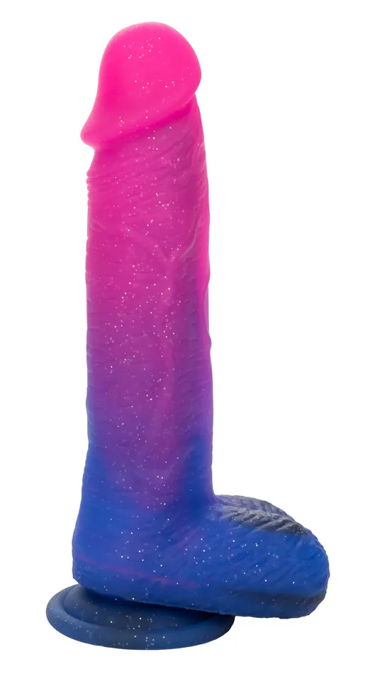 Vibrators | Naughty Bits Ombre Hombre XL Vibrating Dildo -  -  Pink/purple - CalExotics