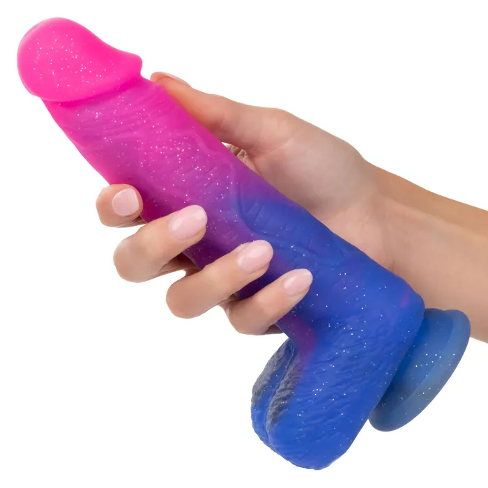 Vibrators | Naughty Bits Ombre Hombre XL Vibrating Dildo -  -  Pink/purple - CalExotics