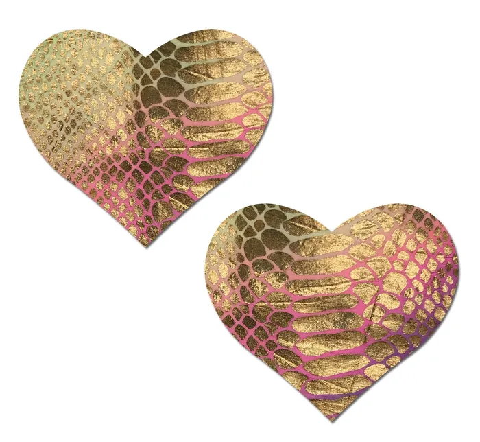 Vibrators Pastease Pastease Love Gold Holographic Snake Print Pastel Tie Dye Heart Nipple Pasties