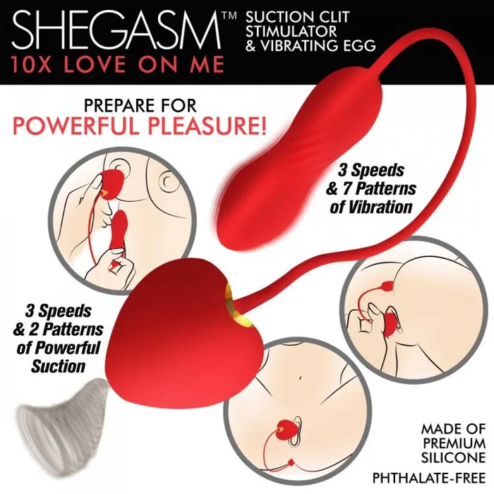 Vibrators | Shegasm 10x Love On Me Suction Clit Stim & Egg - XR Brands Vibrators | Shegasm 10x Love On Me Suction Clit Stim & Egg - XR Brands