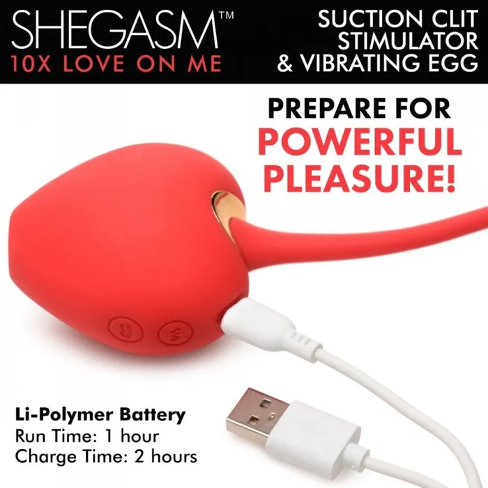 Vibrators | Shegasm 10x Love On Me Suction Clit Stim & Egg - XR Brands Vibrators | Shegasm 10x Love On Me Suction Clit Stim & Egg - XR Brands