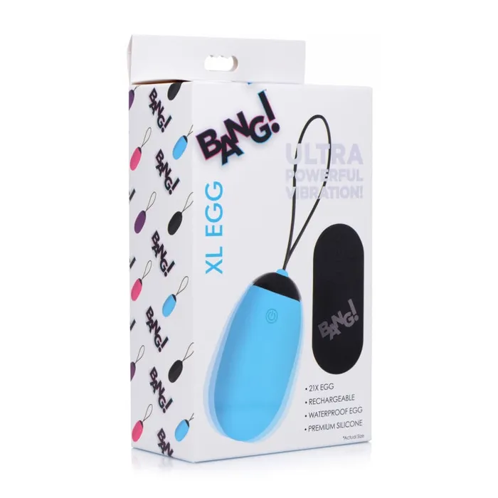 XR Brands Bang Vibrators | Bang XL Silicone Vibrating Egg - Blue XR Brands Bang Vibrators | Bang XL Silicone Vibrating Egg - Blue