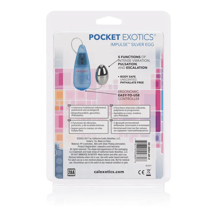 California Exotic Vibrators Impulse Pocket Paks Silver Egg