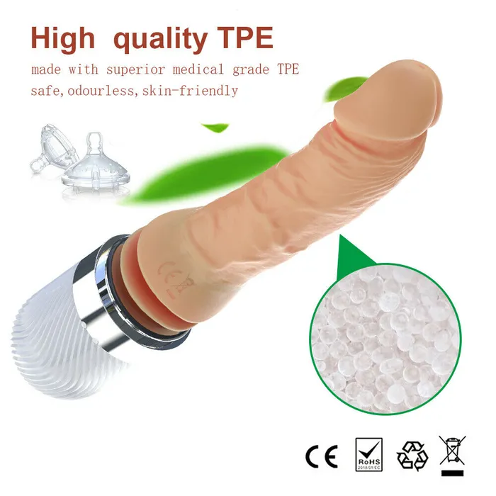 DIBE Vibrators Waterproof Medical Silicone 7 Mode Thrusting Vibration Heating