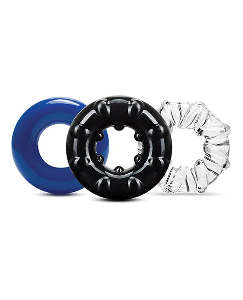 Dildos Blush Novelties Blush Stay Hard Triple Stretch Cock Rings Pack of 3
