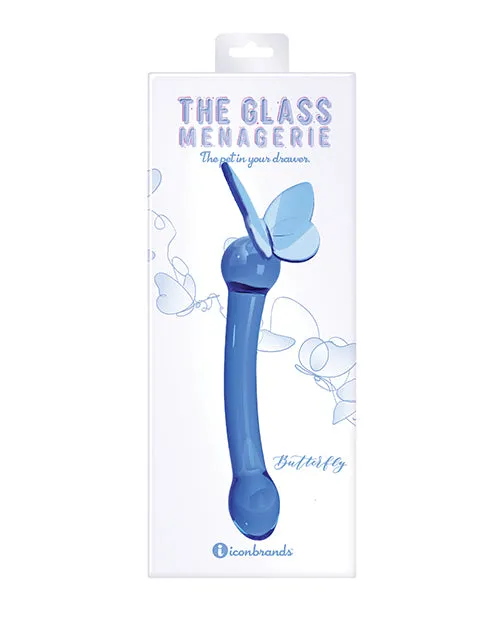 Dildos Glass Menagerie Butterfly Glass G Spot Dildo Dark Blue Icon Brands INC