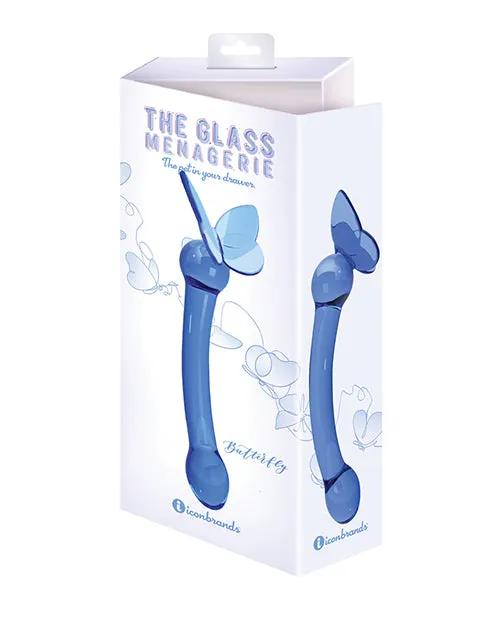 Dildos Glass Menagerie Butterfly Glass G Spot Dildo Dark Blue Icon Brands INC