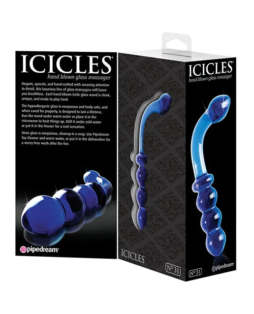 Dildos Pipedream Products Icicles No 31 Hand Blown Glass Blue G Spot