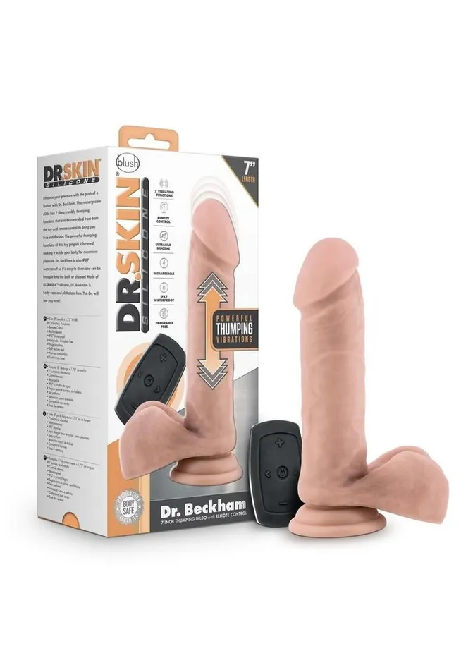 Dr Skin Silicone Dr Beckham Rechargeable Thumping Dildo with Remote Control Dr Skin Female Sex Toys