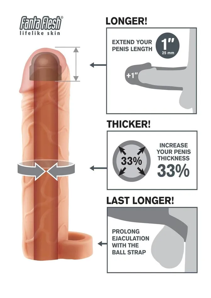 Fantasy XTensions Male Sex Toys Fantasy XTensions Perfect 1in Extension Sleeve with Ball Strap Fantasy XTensions Male Sex Toys Fantasy XTensions Perfect 1in Extension Sleeve with Ball Strap