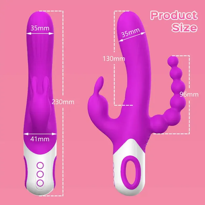 Honey Play Box Official Female Sex Toys Triple Rabbit Vibrator with Anal Beads
