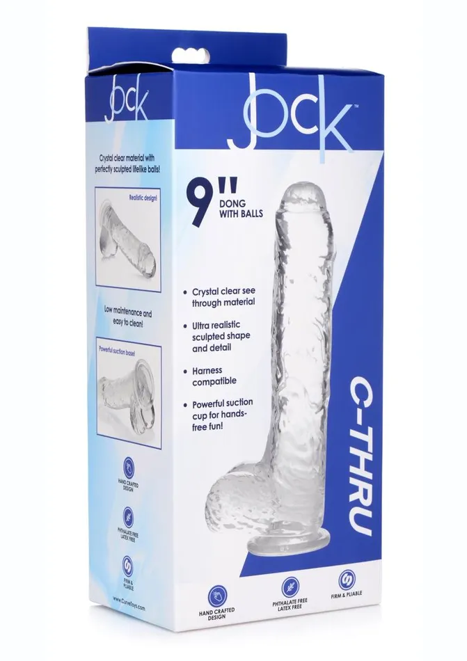 Jock Jock CThru Slim Realistic Dong with Balls Dildos