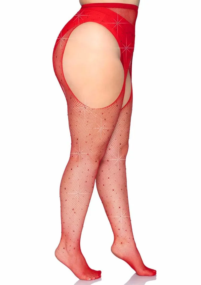 Leg Avenue Vibrators Leg Avenue Crystalized Fishnet Suspender Pantyhose